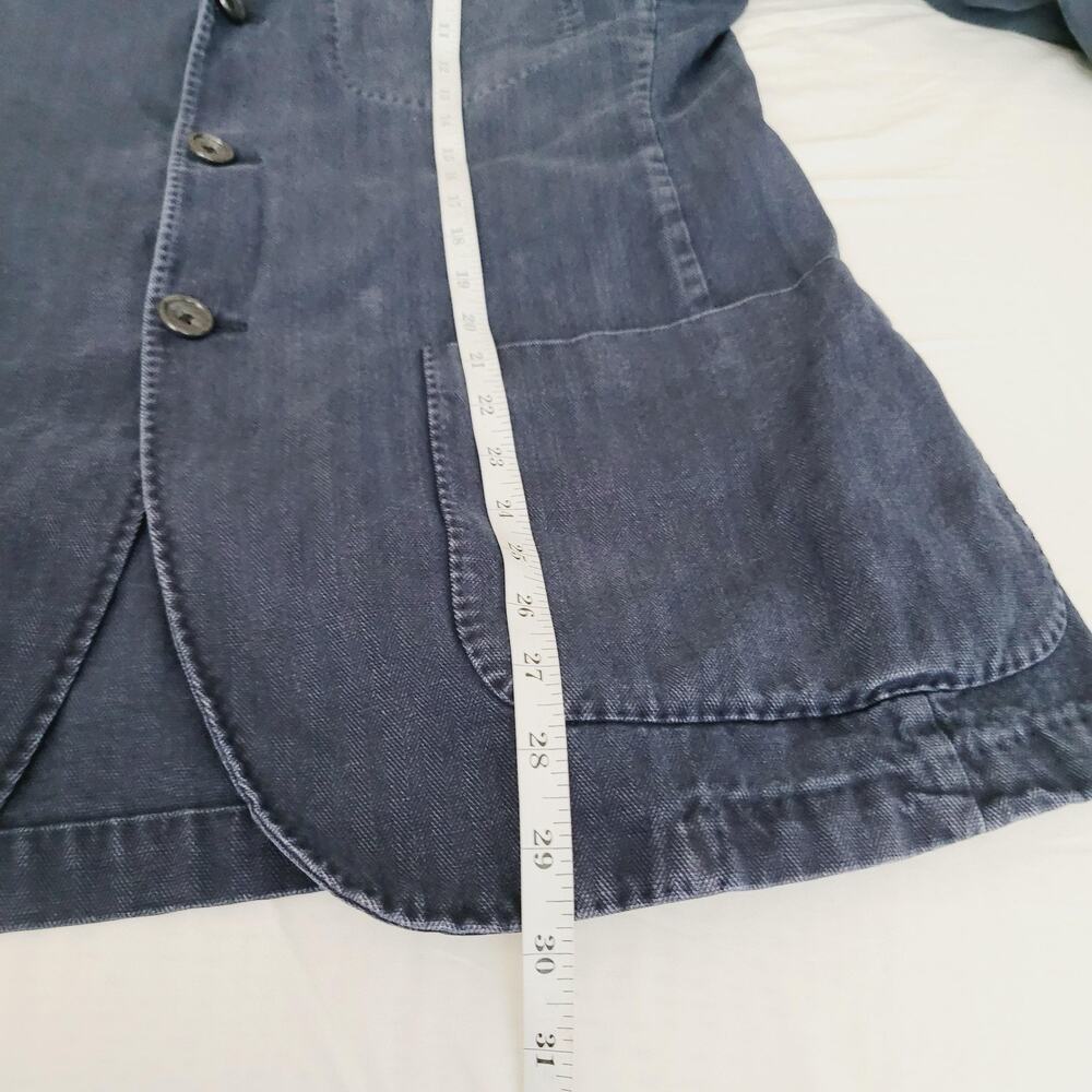 Gian Luca Napoli Blazer Mens 42 Long Blue Gray Herringbone Twill Unstructured - Picture 9 of 16